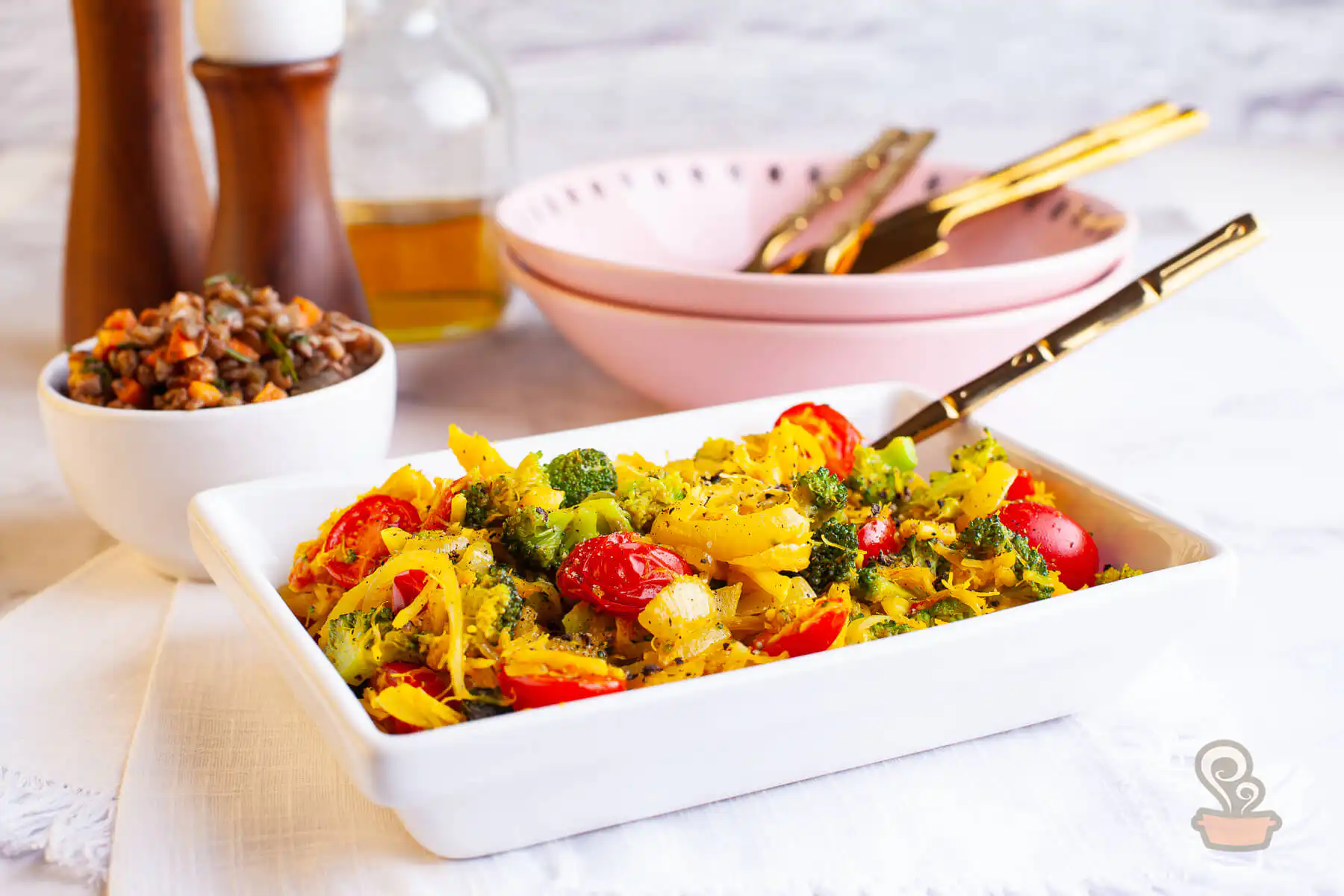 Bacalhau com brócolis e cúrcuma