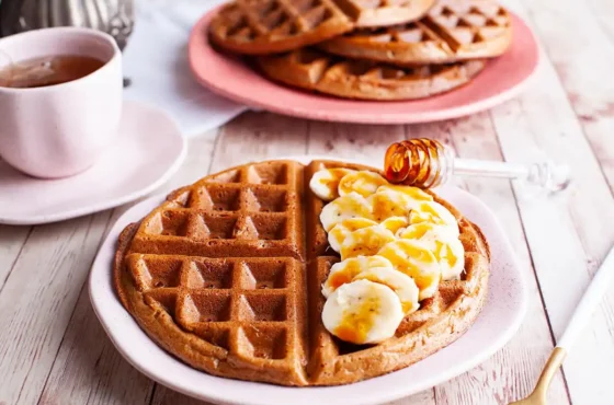 Waffle de aveia e banana