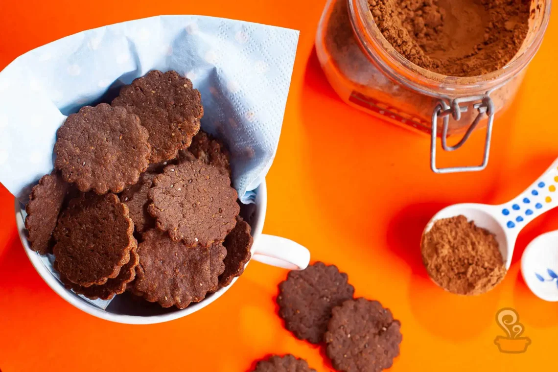 Biscoito de cacau sem glúten - quero comida de verdade
