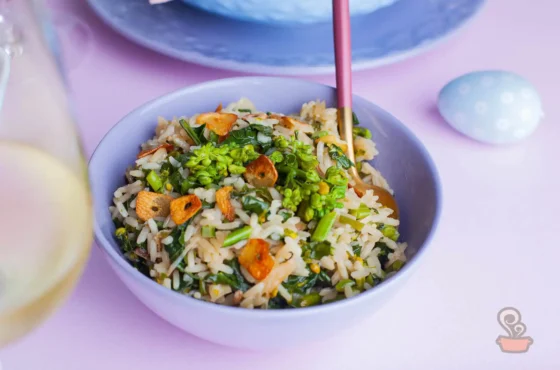 Arroz com brócolis e alho