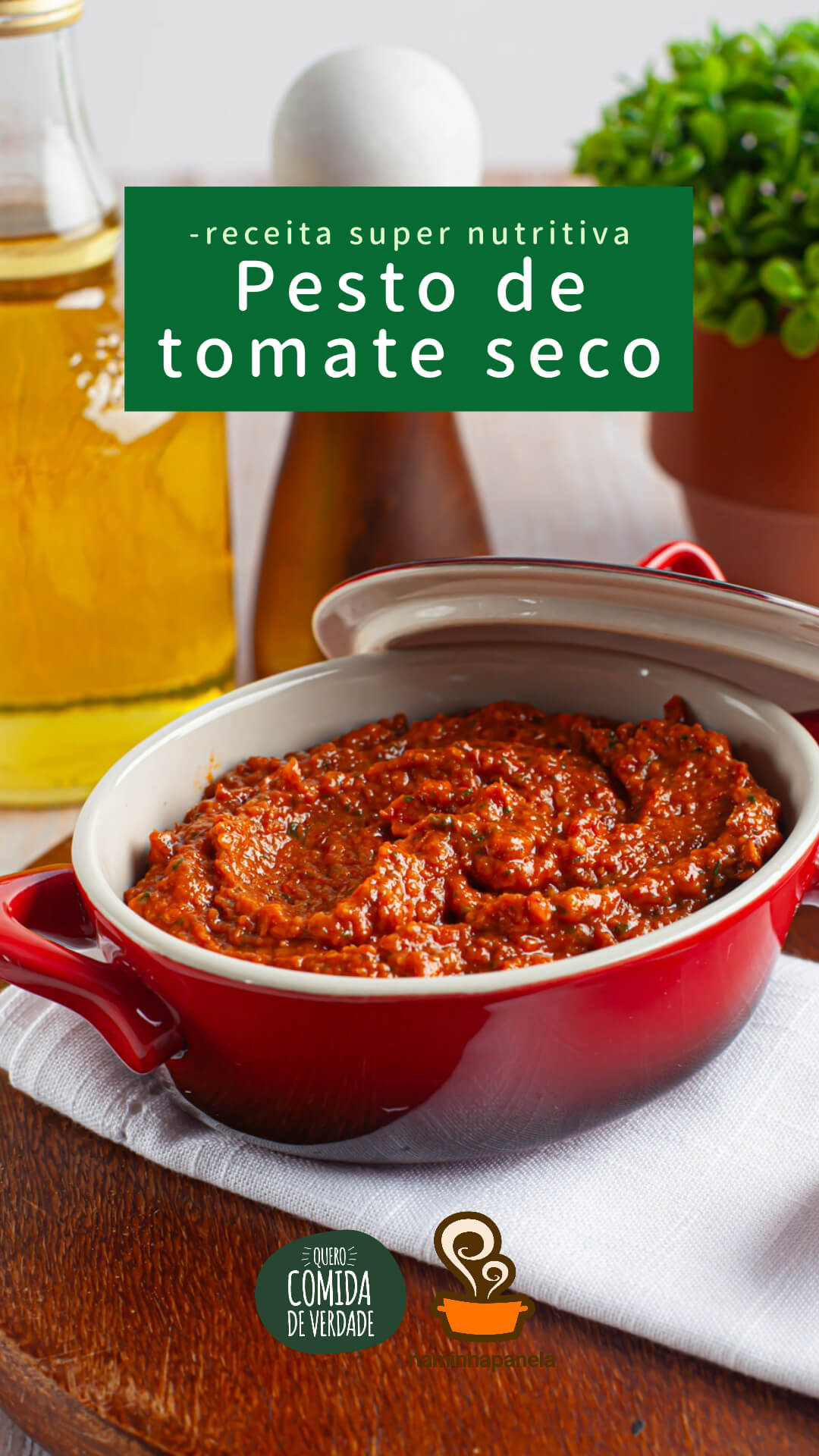 Pesto de tomate - Quero Comida de Verdade - Alimentação Saudável