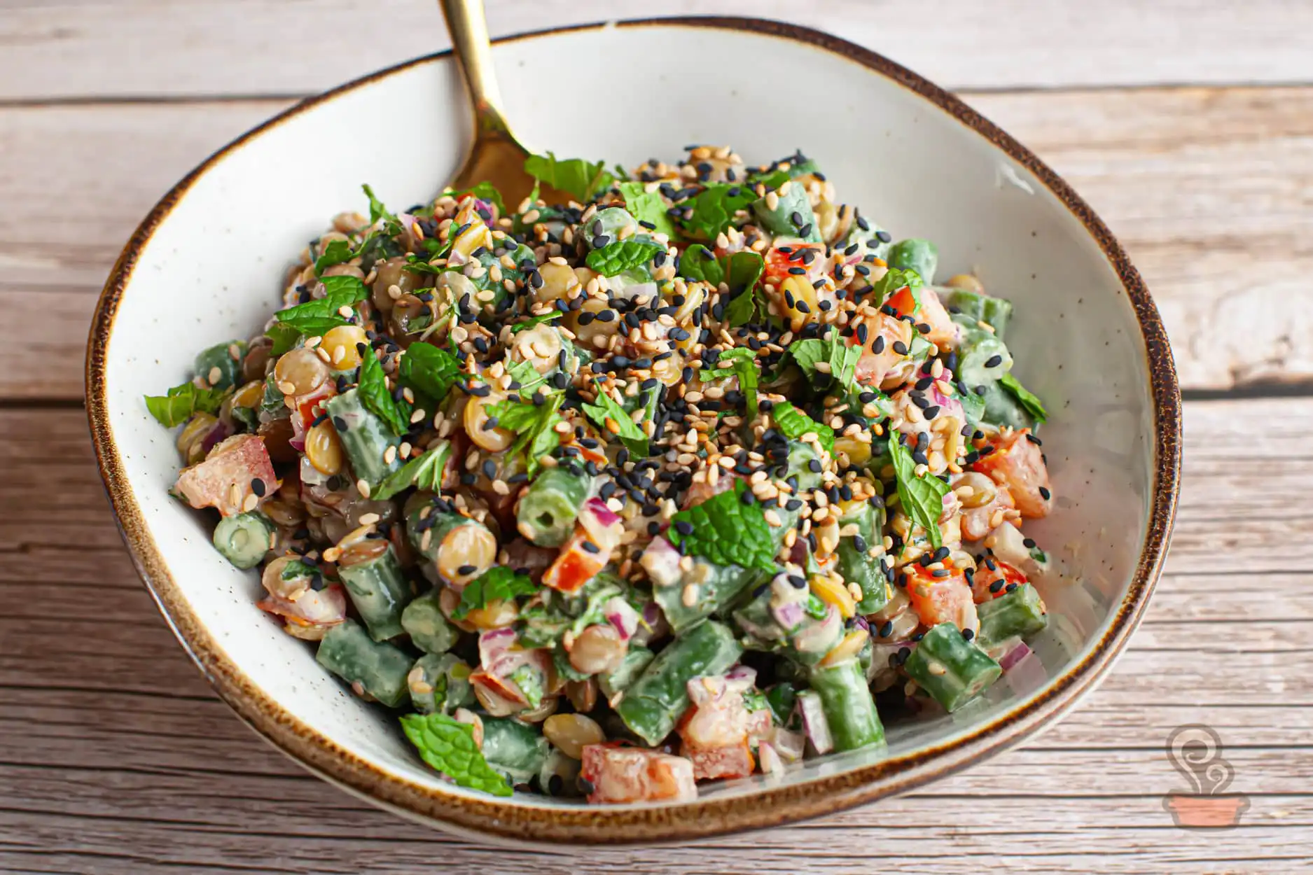 Salada de lentilha com tahine