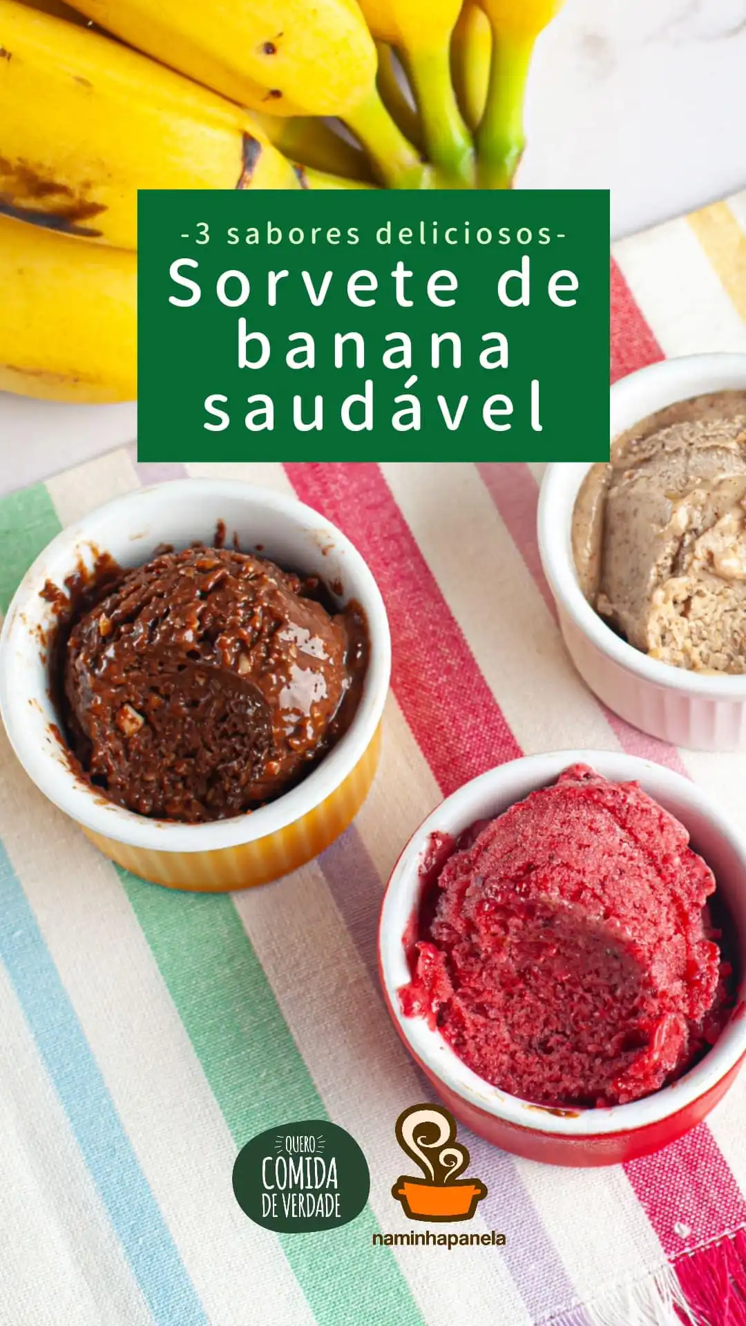Sorvete de banana saudável - Quero Comida de Verdade - Alimentação saudável